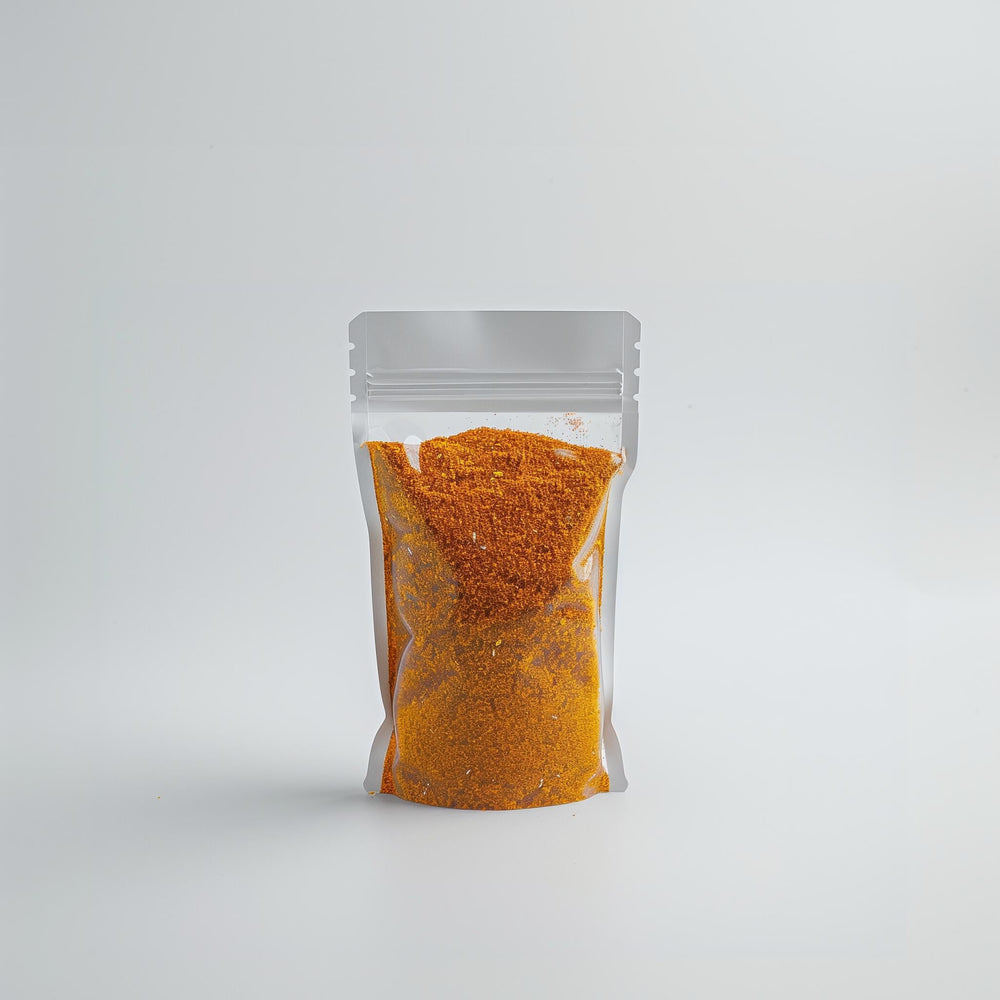 ginger turmeric powder by kayo in transparent bag europe. golden milk latte and matcha